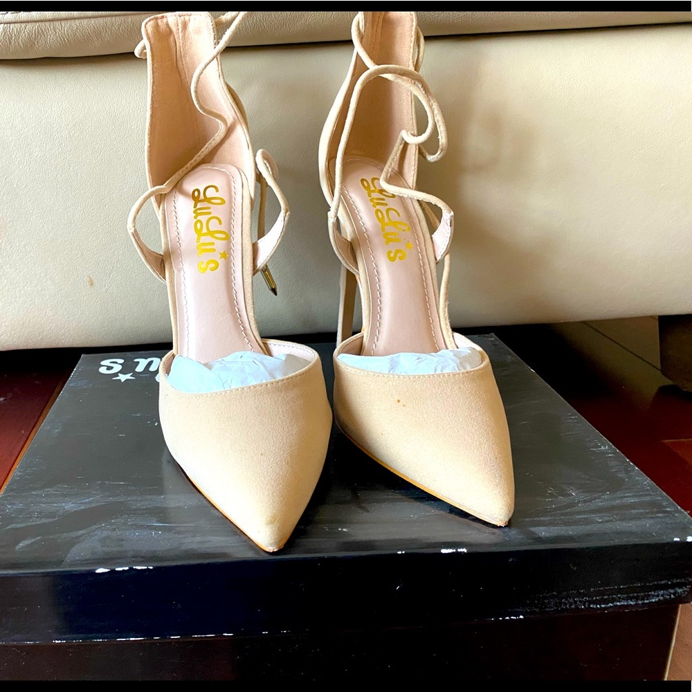 Lulu’s Nude Lace up Heels